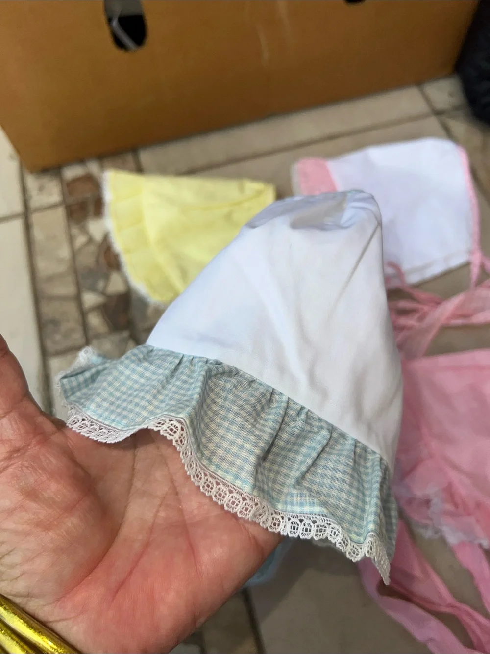 Vintage Baby Picnic-Style Cotton Sun Bonnet - Yellow, Pink, Green, White